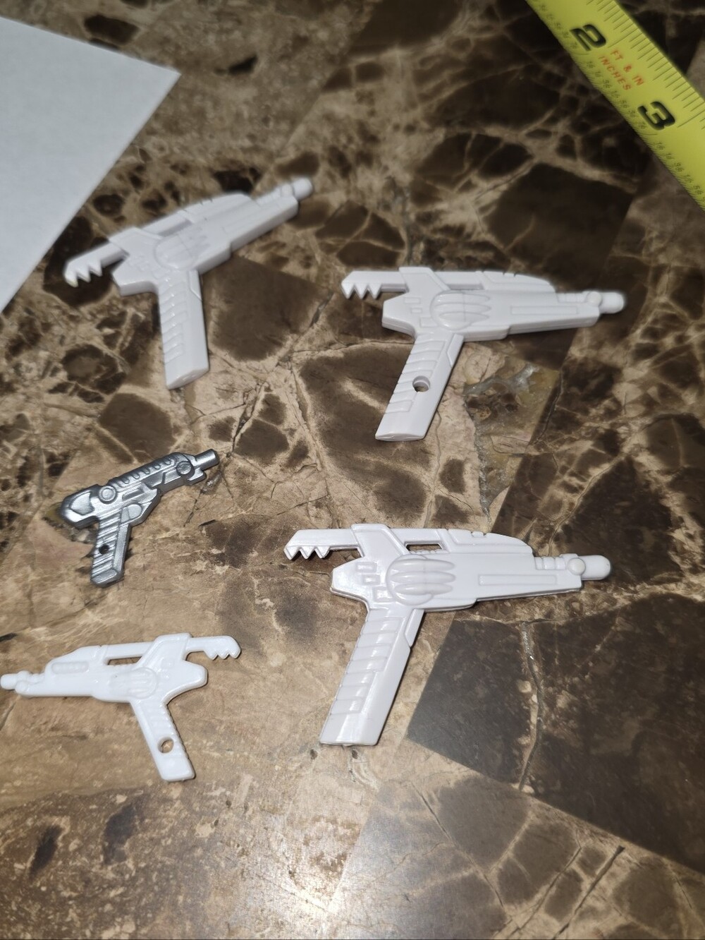 5PC VINTAGE POWER RANGER ACTION FIGURE WEAPON WHITE  NO SEPARATING 3 For 8" MMPR
